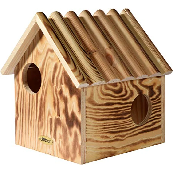 dobar® 22231FSCe Eichhörnchenkobel - Eichhörnchenhaus aus Massivholz - Futterhaus für Eichhörnchen - Eichhörnchen Schlafhaus mit 3 Eingängen - 26 x 26 x 29 cm - Geflammt – Bild 1