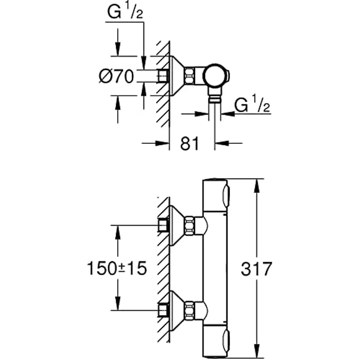 GROHE Precision Flow - Thermostat-Brausebatterie (wassersparend, Sicherheitssperre bei 38°C, langlebige Oberfläche), chrom, 34840000 – Bild 3