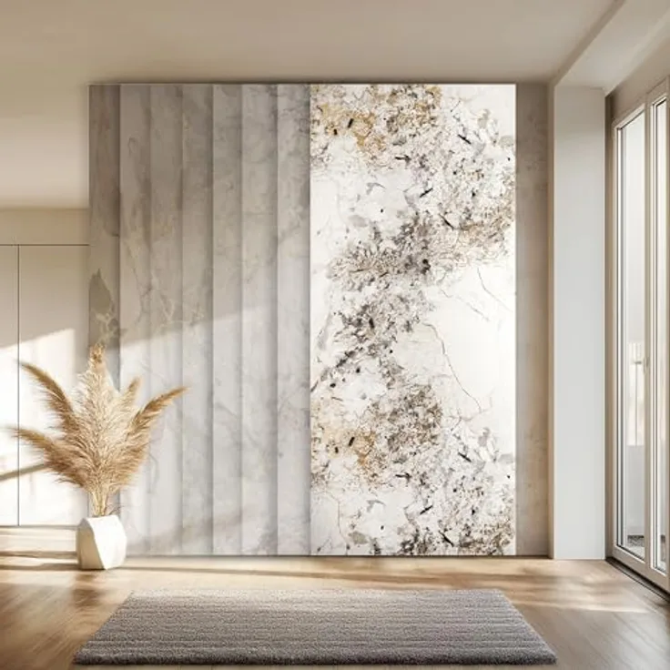 HEXIM Marmorplatten Optik 2 Stück, 280x122 cm, SPC Kunststoff, feuchtraumgeeignet, Granit Steinoptik, ideal für Dusch- und Küchenrückwand (6,84 m², Modell 8045A)