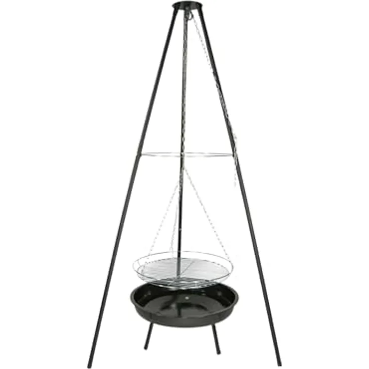 GLÜHZONE HKG 200, Schwenkgrill mit Feuerschale, höhenverstellbar, große Grillfläche Ø 50 cm, komplett Set, schwarz