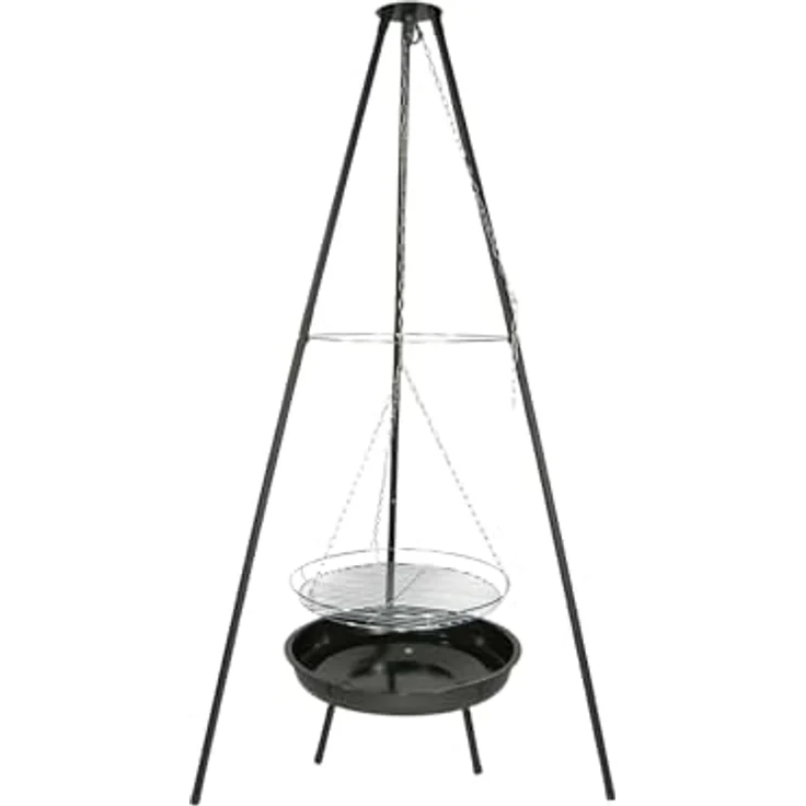 GLÜHZONE HKG 200, Schwenkgrill mit Feuerschale, höhenverstellbar, große Grillfläche Ø 50 cm, komplett Set, schwarz – Bild 1