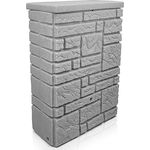 YourCasa Regentonne 300 Liter [StoneRain] mit Metallgewinde und Deckel in Steinoptik - Frostsicher aus Kunststoff - Garten Wassertank Regensammler (Grau)