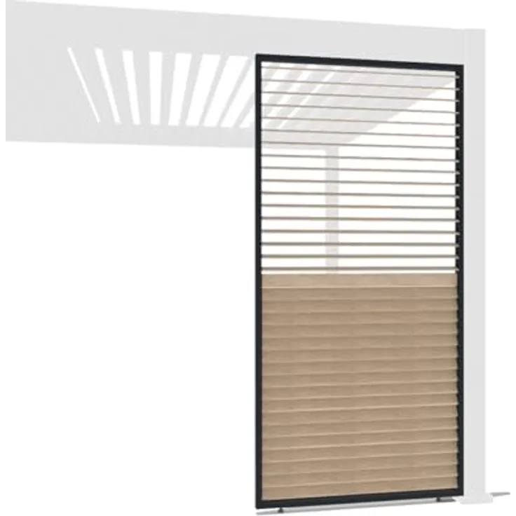 Weide Aluminium-Lamellenwand für Pergola, Holzoptik mit anthrazitfarbenem Rahmen, 3 Maße, drehbare Lamellen