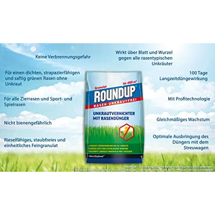 ROUNDUP&reg, Rasen-Unkrautfrei Unkrautvernichter mit Rasendünger 9 kg – Bild 5