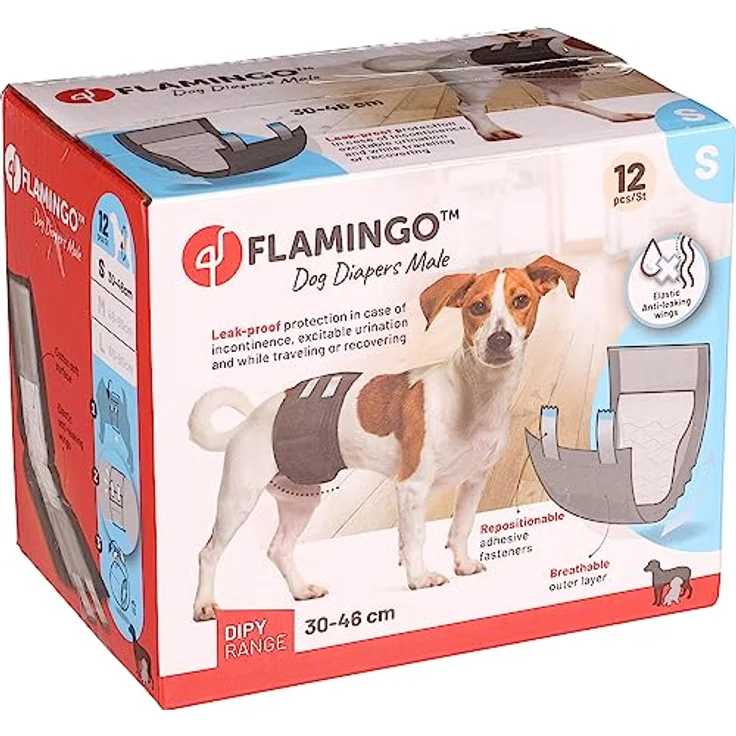 Dipy Windeln für männliche Hunde, Größe S, 30 – 46 cm, 12 Stück – Bild 2