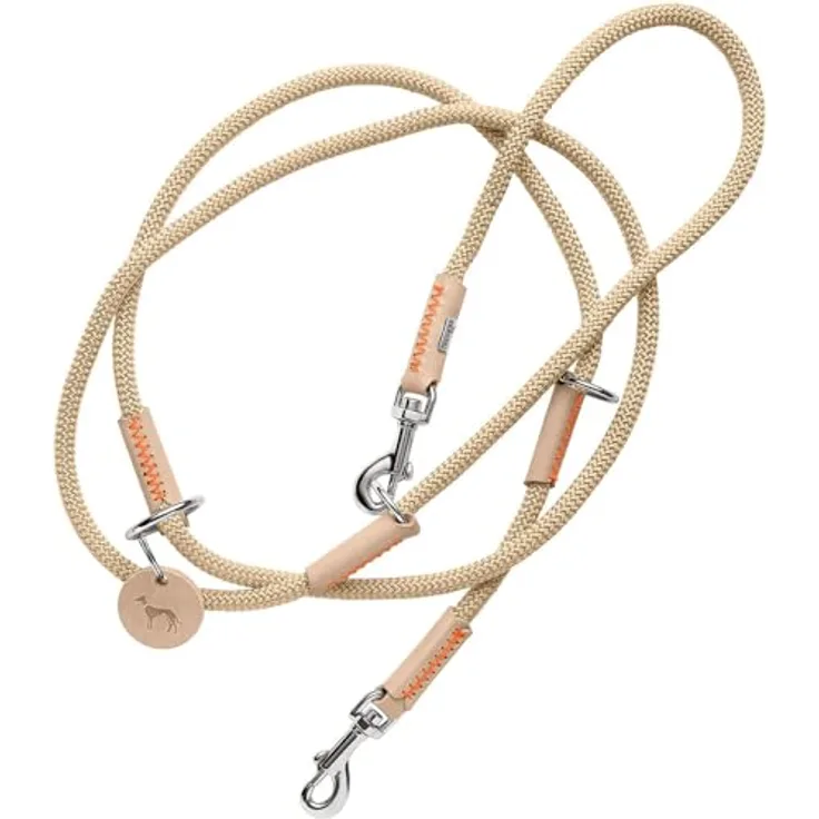 HUNTER Verstellbare Führleine Malia Farbe beige/Natur, Größe 8/200 - 3-fach verstellbare Führleine, Made in Germany