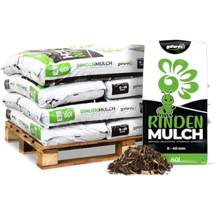 GALAMIO Rindenmulch 1-40 mm, 100 % reine Baumrinde in 1 Palette (12 x 60 l Sack / 720 l) – Bild 1