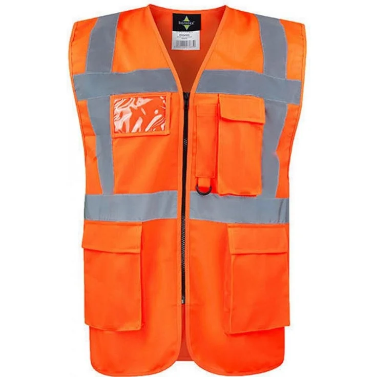korntex Warnweste Comfort Executive Multifunctional Safety Vest Hamburg, gelb/orange, reflexstreifen, 5 cm breiter Reißverschluss, multifunktionale Taschen
