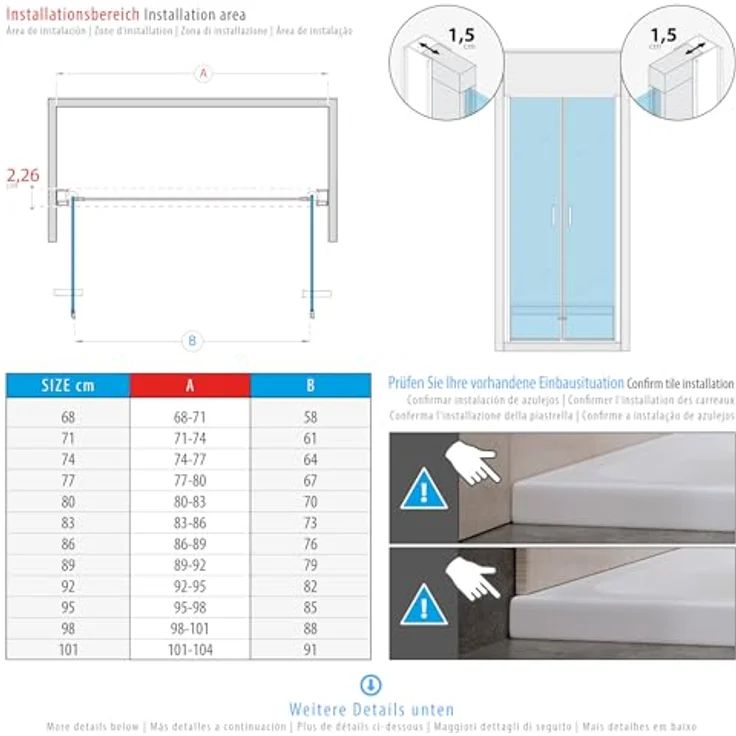 i-flair Dusch-Doppelflügeltür Duschtür Lara mit Pendeltüren aus teilsatiniertem ESG Sicherheitsglas, 68x180 cm, 6 mm Sicherheitsglas – Bild 3