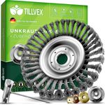 tillvex Benzin-Rasentrimmer tillvex® Unkrautbürste Wildkrautbürste Motorsense Freischneider, (Packung) - Profi Unkrautbürste für Freischneider mit 36 Stahldrahtbürsten, hitzebeständig und langlebig, inkl. Montagezubehör