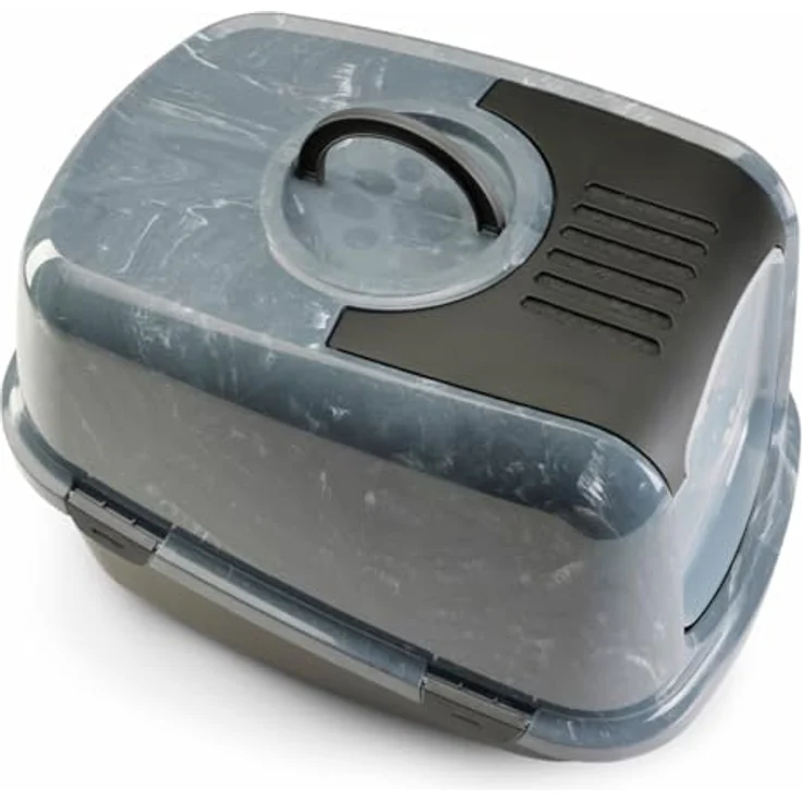 Savic Katzentoilette Nestor Jumbo Marble, grau/weiß-schwarz, mit aufklappbarer Front und Aktivkohle-Filter – Bild 3