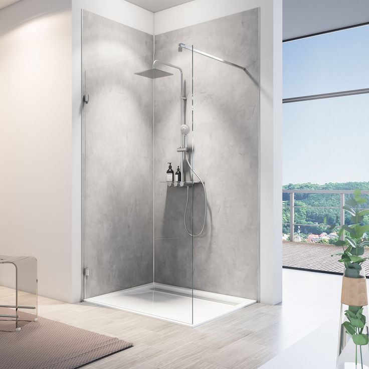 Schulte Duschrückwand 'DecoDesign' Softtouch Stein Beton-Grau, 100 x 255 cm, pflegeleicht und langlebig