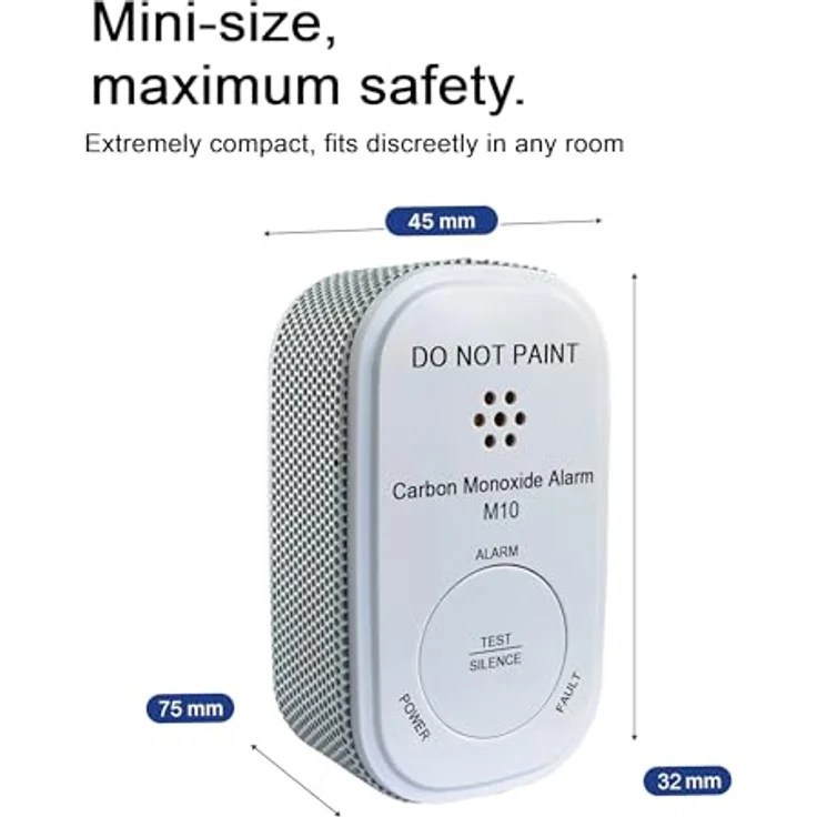 NEMAXX M10 Mini CO Melder mit -Batterie, Kohlenmonoxid Gasmelder, Alarm 85 dB - Gaswarner der neusten Technologie 75 mm, Rauchmelder nach DIN EN50291 – Bild 5
