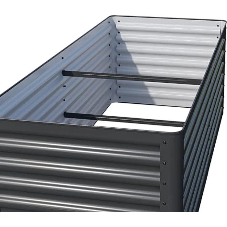 GFP PRIMEYARD Hochbeet Luca anthrazit Stahlkonstruktion 180x75x60 cm, langlebig und robust, edles Design, einfache Montage, auch als dekorativer Pflanzkübel nutzbar – Bild 4