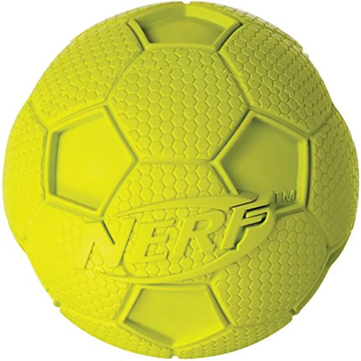 Nerf Dog Hundespielzeug Fussball mit Quietschgeräusch, farblich sortierte Lieferung grün oder blau, 8,2cm