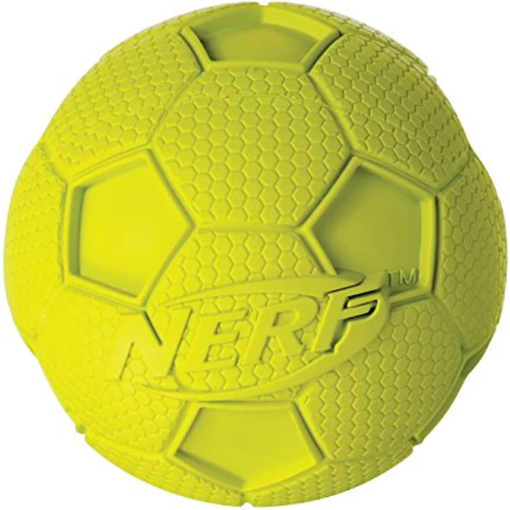 Nerf Dog Hundespielzeug Fussball mit Quietschgeräusch, farblich sortierte Lieferung grün oder blau, 8,2cm – Bild 1