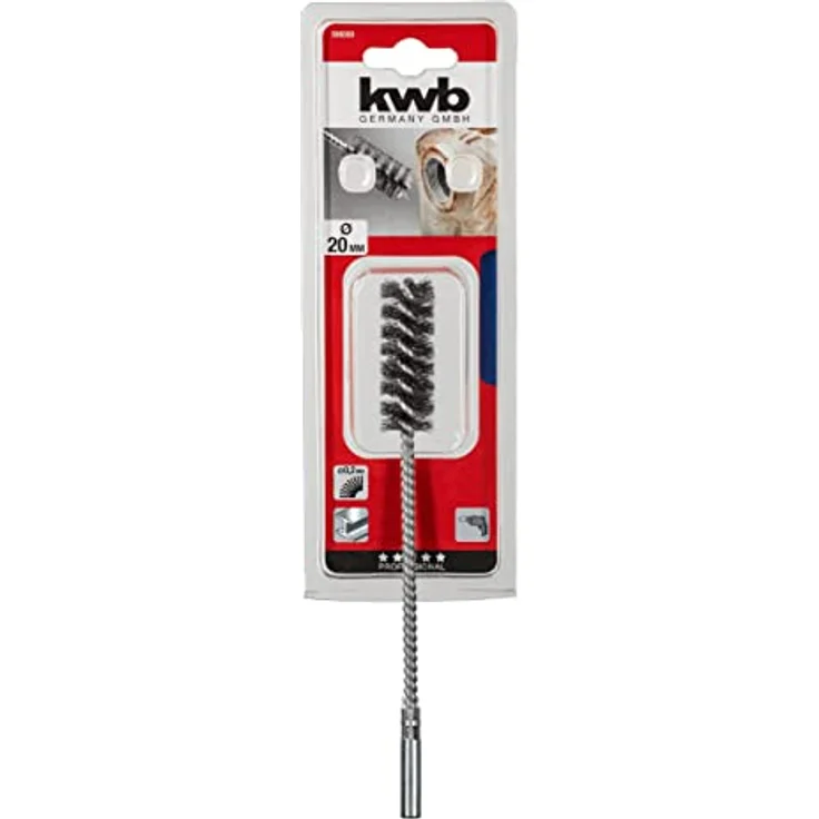 kwb Runddraht-Bürste / Zylinderbürste fein, gewellt, Stahldraht, Ø 20 mm für Metall und Stein, Drahtbürste für Bohr-Maschine inkl. 8 mm Rundschaft, Rohrbürste f. Kessel / Heizung – Bild 3