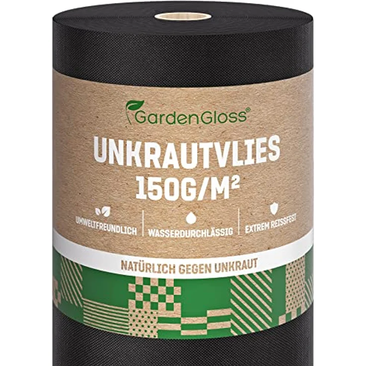 GardenGloss Unkrautvlies 25m², 150g/m² wasserdurchlässig, extra stark, reißfest, hohe UV-Stabilisierung – Bild 1