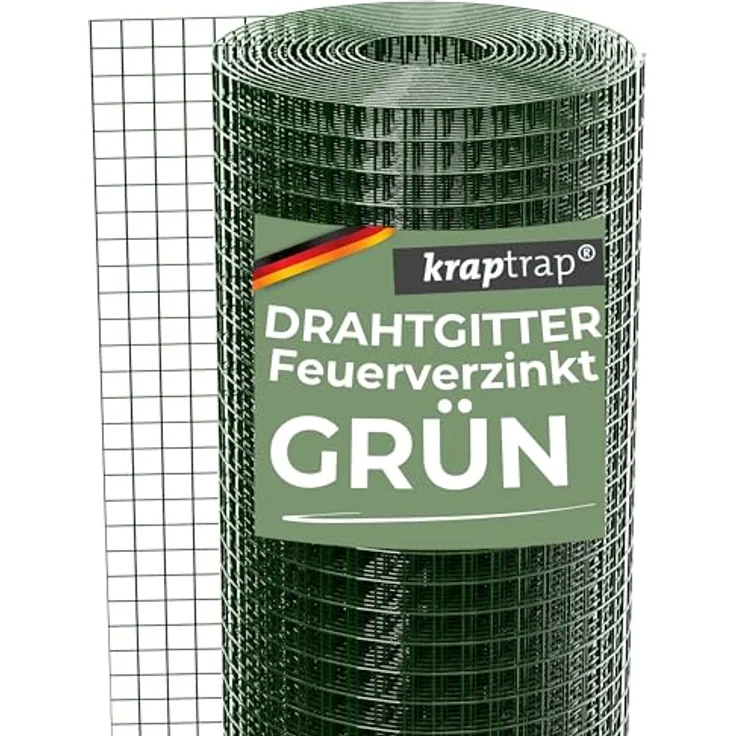 KrapTrap Volierendraht grün Drahtgitter, feuerverzinkt und punktgeschweißt, 1m x 12m für Kleintierkäfige