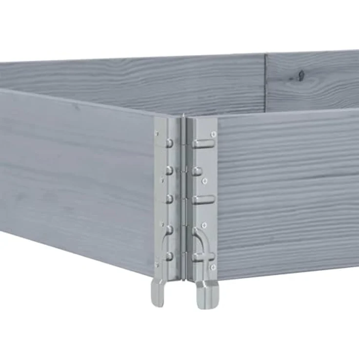 vidaXL Pflanzkasten, Hochbeet Stapelbar Faltbar, Pflanzkübel für Garten Terrasse Balkon, Blumenkasten Kräuterbeet Gemüsebeet, Grau Massivholz Kiefer – Bild 5