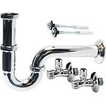 Sanitop-Wingenroth Installationsset für Waschbecken-Montage, mit Siphon Typ 1 ¼ '', 2 Eckventile Typ ½ '', mit Befestigungssatz, Waschtischbefestigung, verchromt, 223003