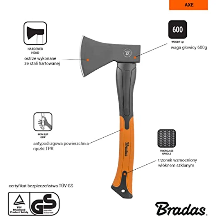 Bradas Universalaxt mit Fiberglasstiel 600g – Bild 3