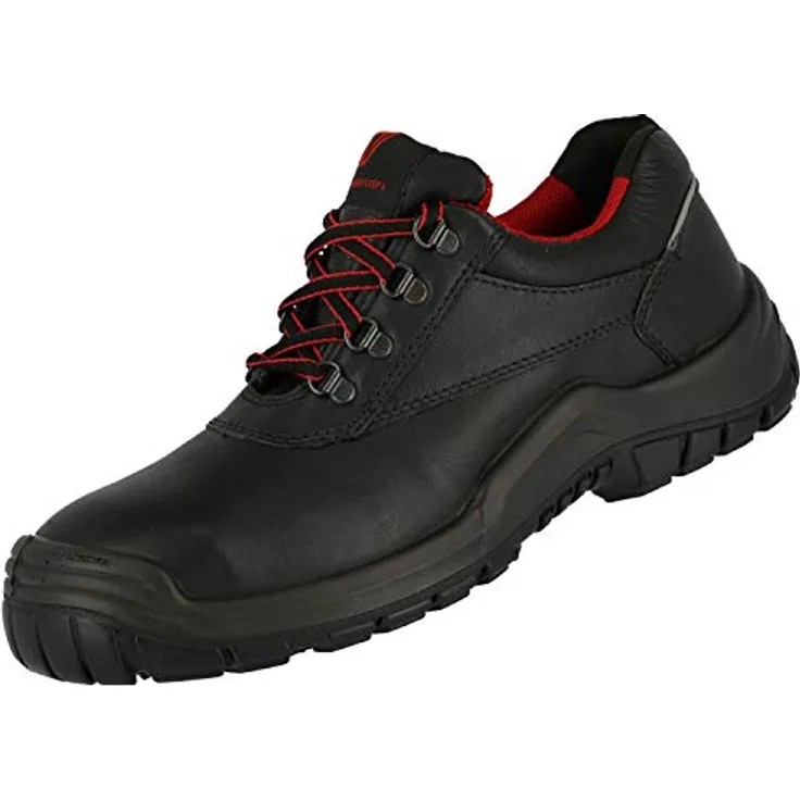Nitras Sicherheitsschuhe 7210 POWER STEP, S3 Halbschuhe aus schwarzem Vollleder mit Stahl-Zehenkappe und durchtritthemmender Zwischensohle, Gr. 38