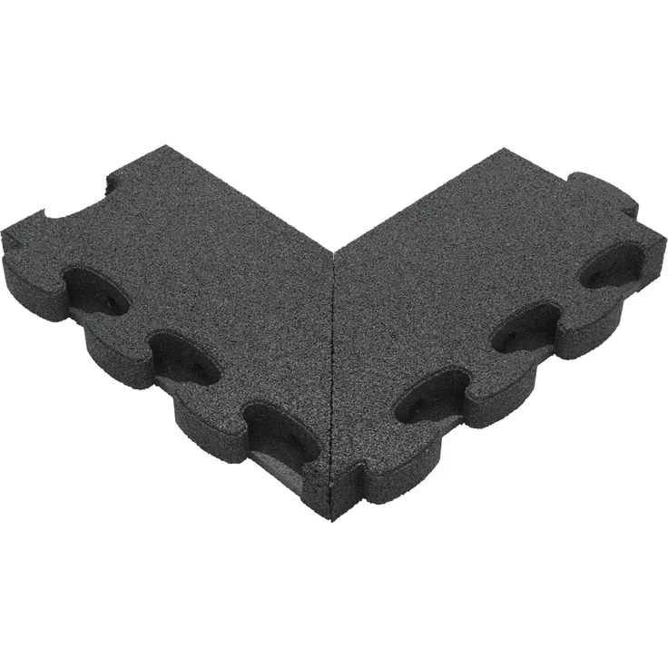 Gum-Tech Negatives Eckstück Gerade für Fallschutzplatten, 55 x 25 cm, schwarz, rutschfest und wasserdurchlässig, für bis zu 210 cm Fallhöhe