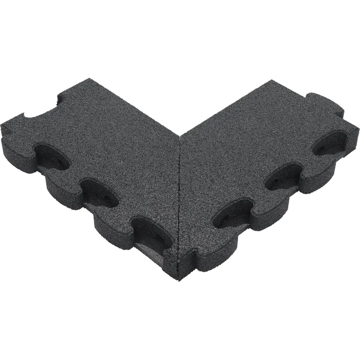 Gum-Tech Negatives Eckstück Gerade für Fallschutzplatten, 55 x 25 cm, schwarz, rutschfest und wasserdurchlässig, für bis zu 210 cm Fallhöhe