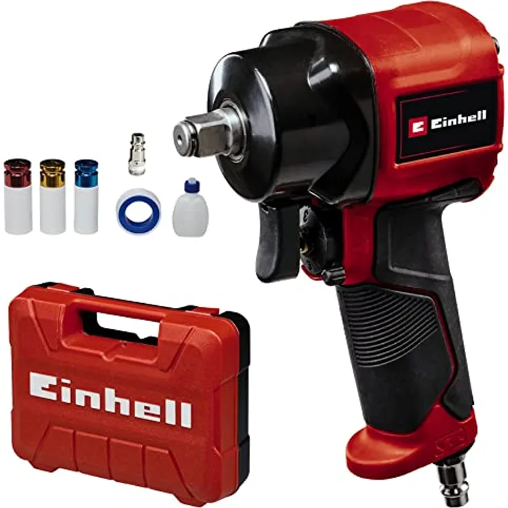 Einhell Druckluft-Schlagschrauber TC-PW 610 Compact (max. 8 bar, max. Drehmoment 610 Nm, 1/2"-Vierkantantrieb, Links-/Rechtslauf, Lieferung im Koffer, inkl. 3 Stecknüssen)