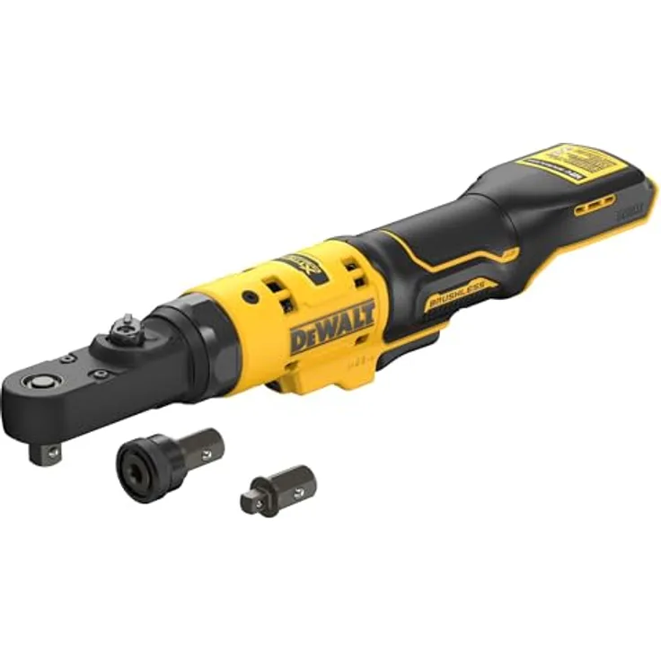 DeWALT Akku-Ratsche DCF500N-XJ 12V, Ratschenschlüssel 3/8 und 1/4 mit 75Nm max. Festdrehmoment, Werkzeug in gelb