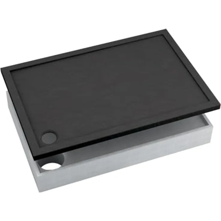 AQUABAD® Duschwanne Basic Black Stone, rechteckig 80x100 cm in Schwarz