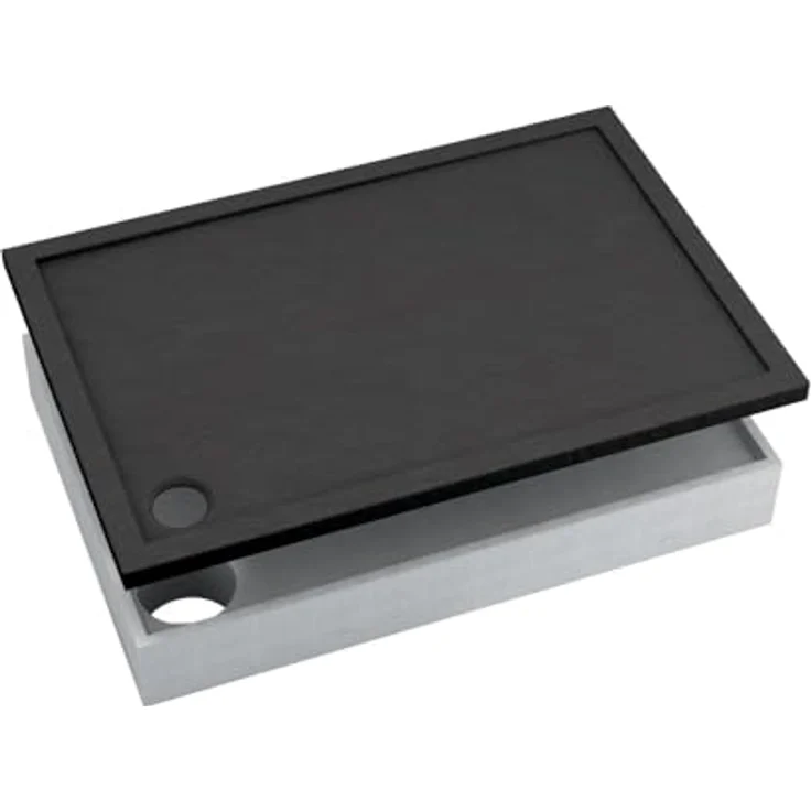 AQUABAD® Duschwanne Basic Black Stone, rechteckig 80x100 cm in Schwarz – Bild 1