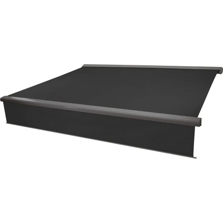 MCW Kassettenmarkise T124-4,5x3-aV mit leistungsstarkem 205 Watt Markenmotor, Vollkassette und UV 50+ Schutz, in Luxus-Polyacryl (schwarz)