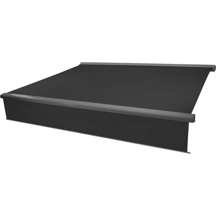 MCW Kassettenmarkise T124-4,5x3-aV mit leistungsstarkem 205 Watt Markenmotor, Vollkassette und UV 50+ Schutz, in Luxus-Polyacryl (schwarz)