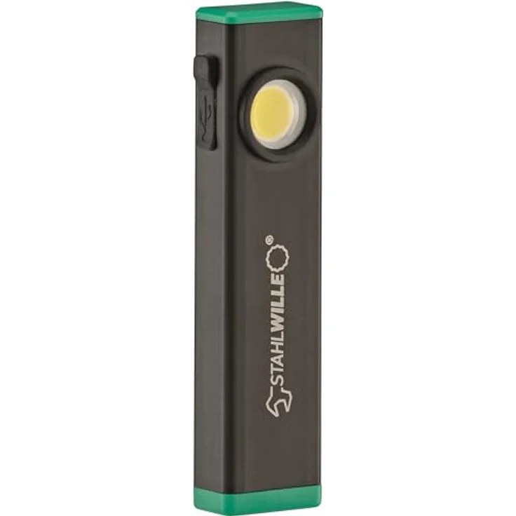 STAHLWILLE Mini LED Arbeitsleuchte 13134 mit Halteclip und Magnet | bis 500 Lumen, 3h Leuchtdauer | integrierter Akku, USB-C Taschenlampe, Schwarz – Bild 2