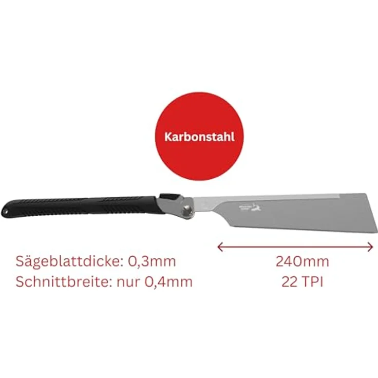 FAMEX Japansäge 5527 Profi Klappsäge 240mm, Karbonstahl, 22 TPI, Zug-Schnitt-System, Made in Japan – Bild 3