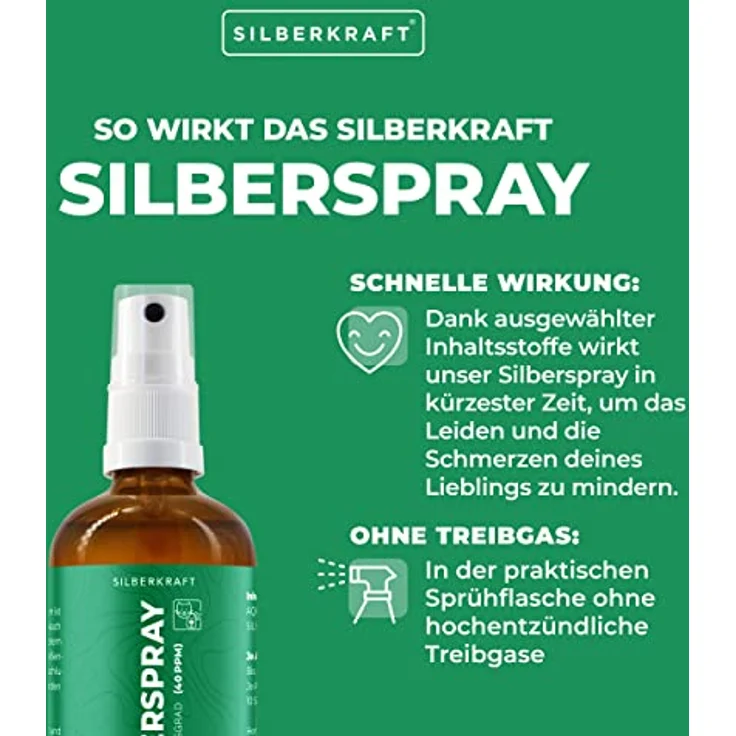 Silberkraft Kolloidales Silberspray für Fellpflege, 100 ml - Beruhigende Wundheilung bei Juckreiz, Hotspots & Hautreizungen für Hunde, Katzen, Pferde & Kleintiere – Bild 3