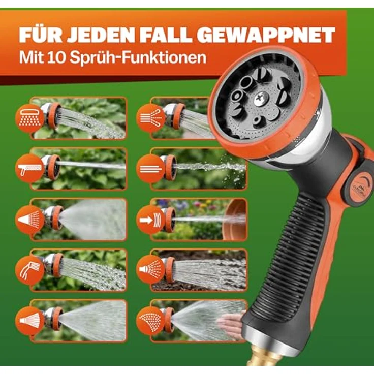 Gardebruk Gartenschlauch flexibel 3fach Latexkern Vollmessing Adapter outdoor Flexschlauch Wasserschlauch – Bild 5