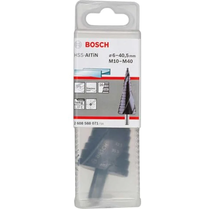 BOSCH HSS-AlTiN Stufenbohrer für Kabelverschraubungen, 12 Stufen M10-M40, 125,5 mm x 10 mm, hohe Standzeit und glattes Bohren – Bild 3