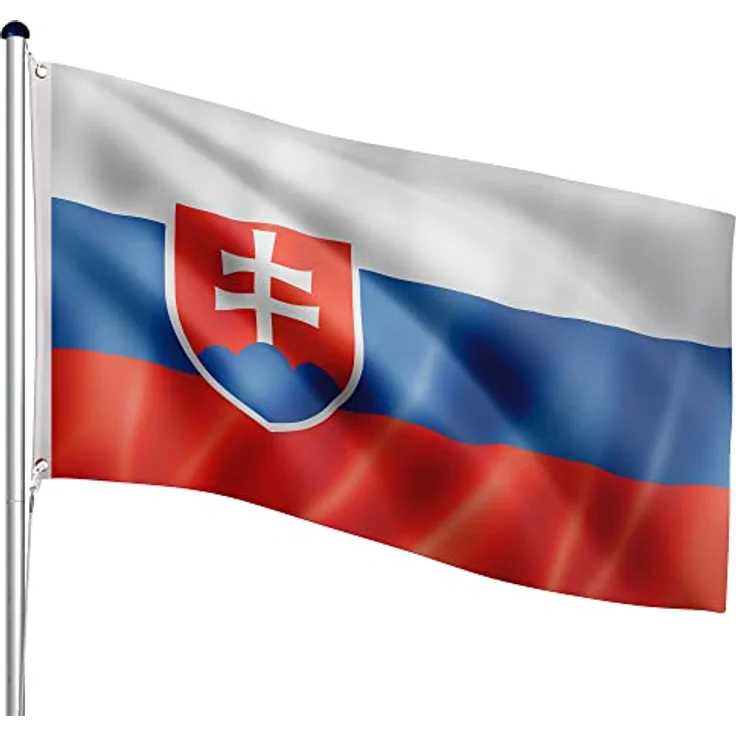 FLAGMASTER Teleskop Fahnenmast Aluminium 6,50m, 5-fach höhenverstellbar, inkl. 30 verschiedene Flaggen, Komplettset mit Bodenhülse – Bild 1