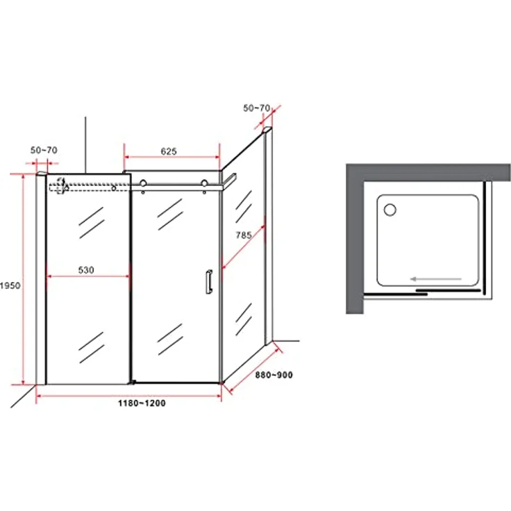 Aloni Eckdusche CRBL045-90120, 1-tlg., schwarz matt 8mm, großzügiger Platz, magnetischer Schlussstreifen, ESG-Sicherheitsglas – Bild 6