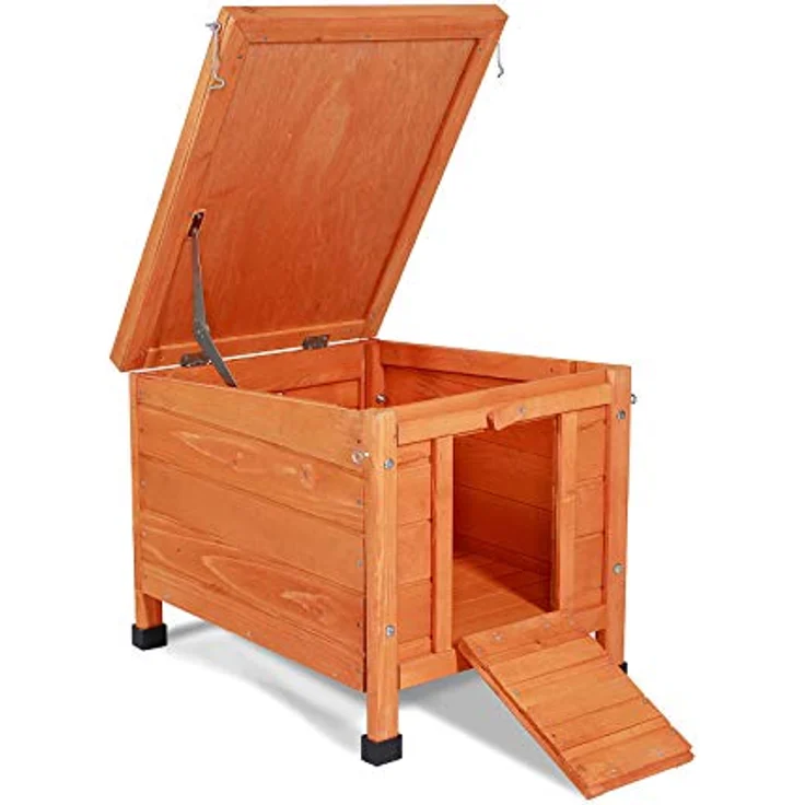 lionto Kaninchenstall aus Holz Kleintierhaus Nagerhaus Kleintierstall 43x43x52 cm – Bild 3