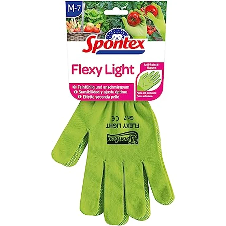 Spontex Flexy Light, flexible Damenhandschuhe für Garten- und Hobbyarbeiten, mit Anti-Rutsch-Noppen, aus Textilstrick, Größe M, 1 Paar – Bild 2