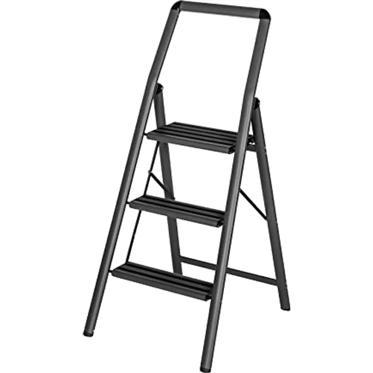 WENKO Alu-Klapptrittleiter Compact 3-stufig Dunkelgrau Alu-Klapptrittleiter Compact 3-stufig Dunkelgrau