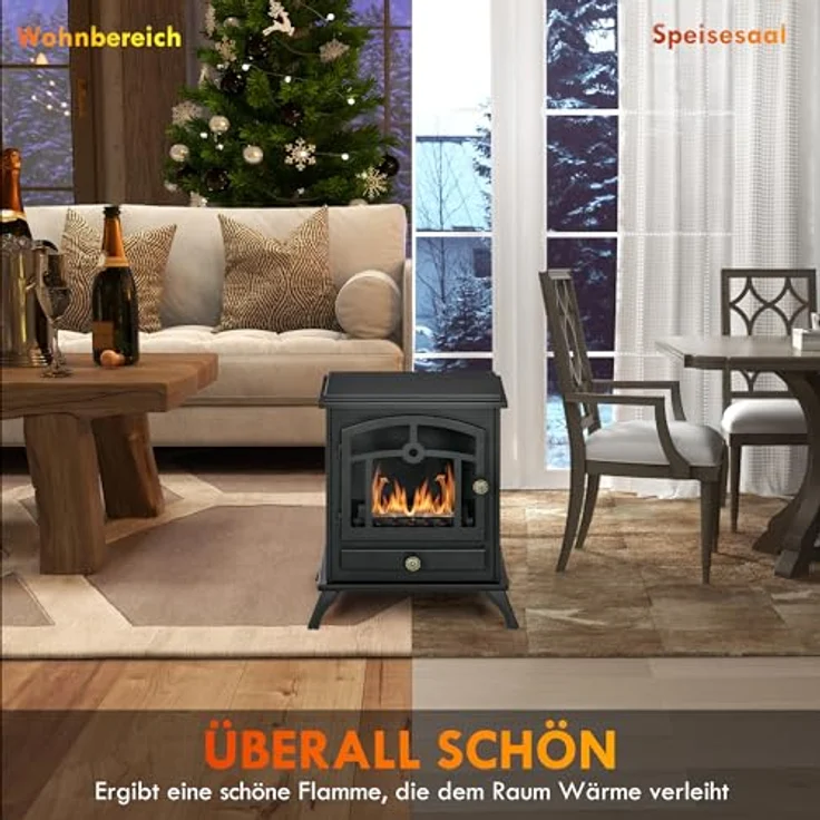 HOMCOM Ethanol Kamin, 7000BTU Bio-Ethanol Kamin mit 1,2L Brennkammer, 3h Brenndauer, Standkamin für bis 25 m², Stahl, Schwarz – Bild 5