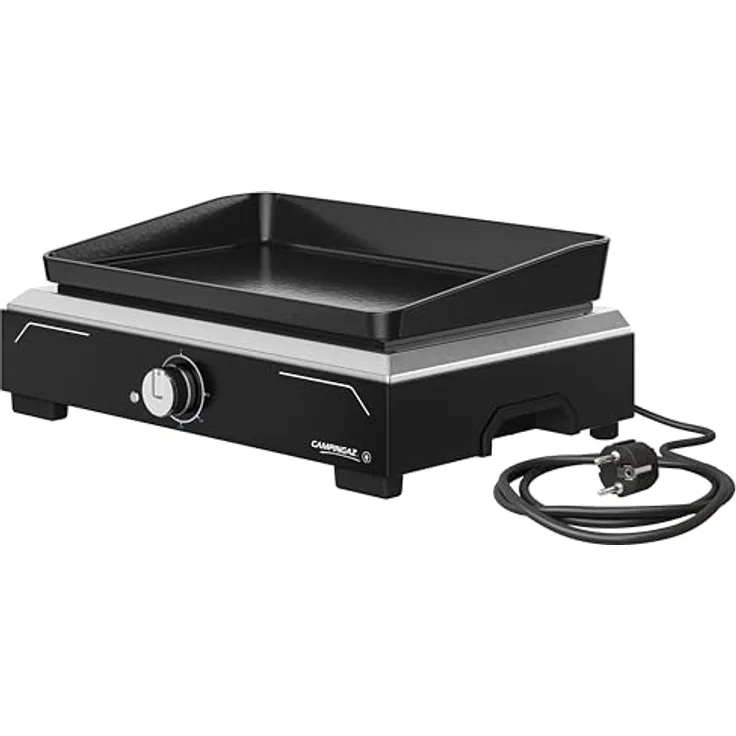 Campingaz Plancha Electric 1 XD | Elektrogrill Indoor & Outdoor | Plancha-Teppanyaki-Grillplatte | Tragbarer Balkongrill | Antihaftbeschichtung | Gusseisen | Leistung 2500 W | Schwarz