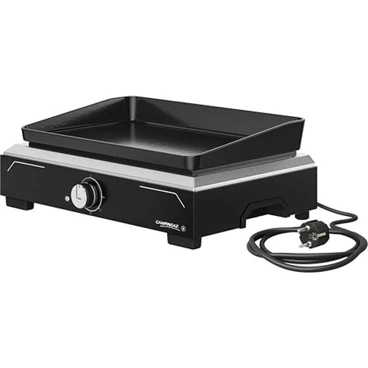 Campingaz Plancha Electric 1 XD | Elektrogrill Indoor & Outdoor | Plancha-Teppanyaki-Grillplatte | Tragbarer Balkongrill | Antihaftbeschichtung | Gusseisen | Leistung 2500 W | Schwarz – Bild 1