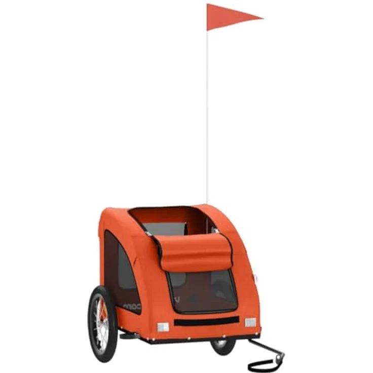 vidaXL Hunde-Transportbox Fahrradanhänger für Hunde Orange Oxford-Gewebe und Eisen mit PVC-Dach – Bild 3