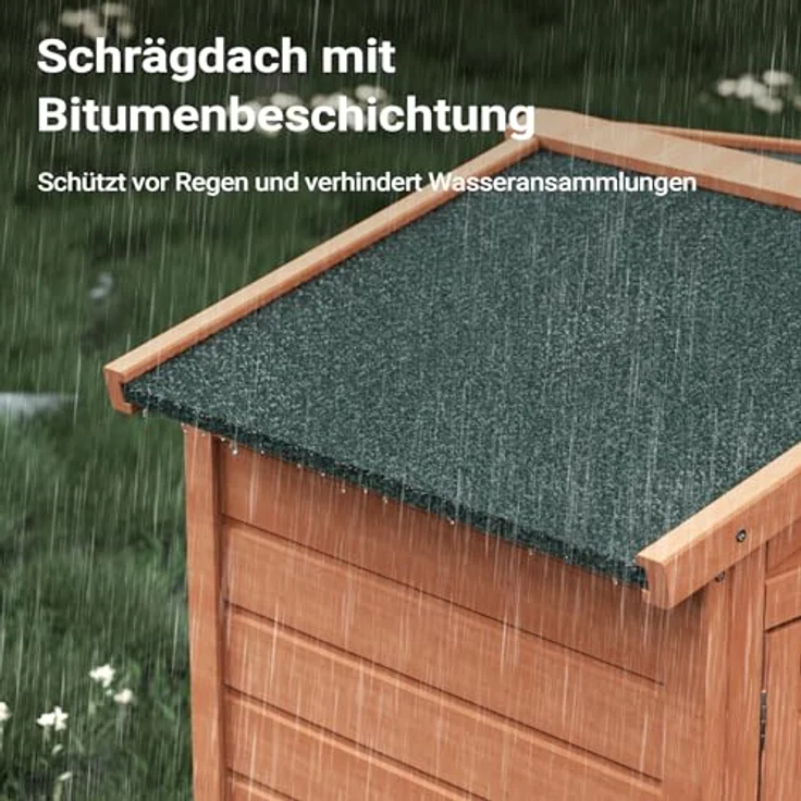 Wiltec XXL Hasenstall 1560 x 520 x 680 mm mit Freilaufgehege und erhöhtem Unterschlupf, Fichtenholz, 2 Etagen, Kleintierstall, für Hasen, Kaninchen & Meerschweinchen, grün – Bild 5